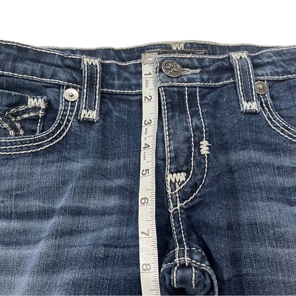 Big Star Liv Slim Boot Women Dark Wash Jeans Sz 30Lx34 Flap Pockets Thick Stitch - Picture 4 of 15